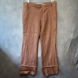 Vintage Merona 100% Linen Pants Lined Plus Sz 18 Brown Resort Wear Casual Flowy